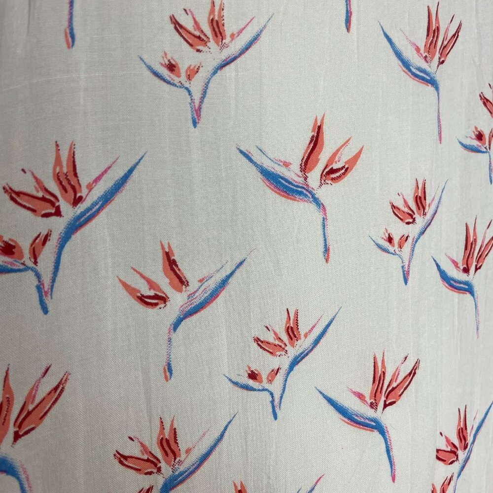 Acacia Dress Cover-Up Floral St. Tropez Birds of Paradise Size Small White Rayon - Picture 12 of 13